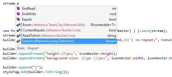 ReSharperのコード補完は他の名前空間のコードの提案やインポートも行います