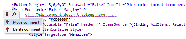 Quick-fixing a misplaced comment in XAML