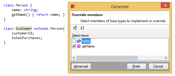 TypeScriptの型メンバーをオーバーライド