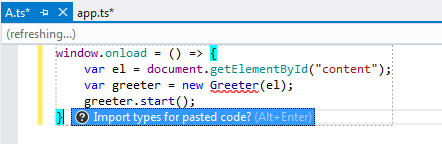 Import of Types for Pasted Code refactoring for TypeScript