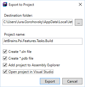 Exporting decompiled code