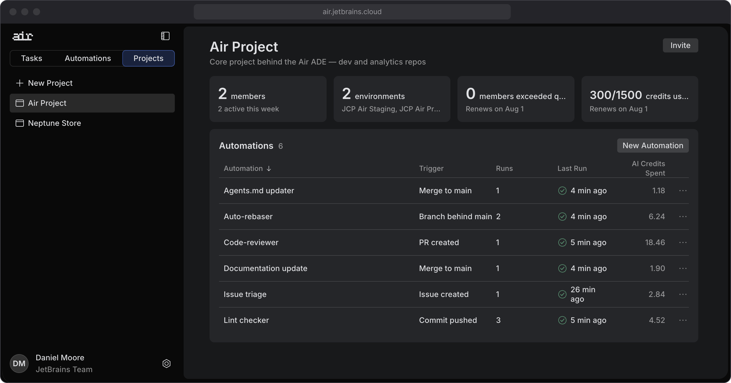 Air shared workspace for teams