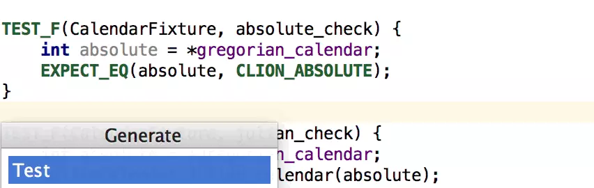 Code generation in tests