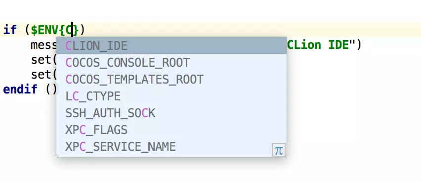 Finalización de variables de entorno de CMake