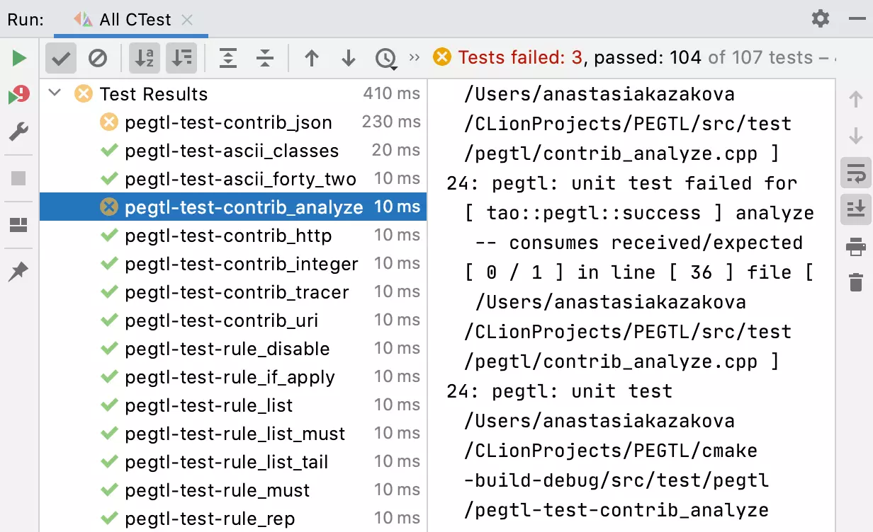 Compatibilidad con CTest