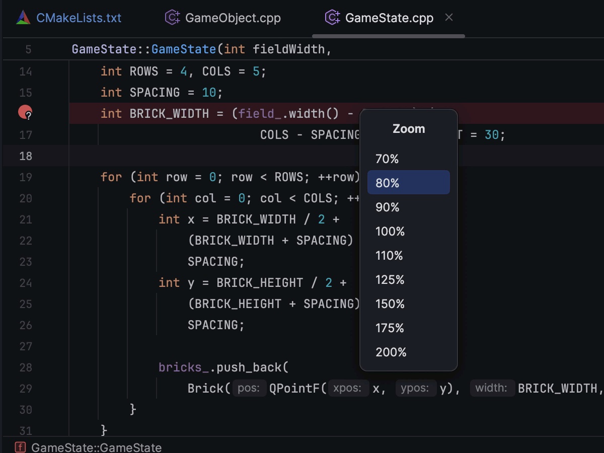 Redução das dimensões de todo o IDE