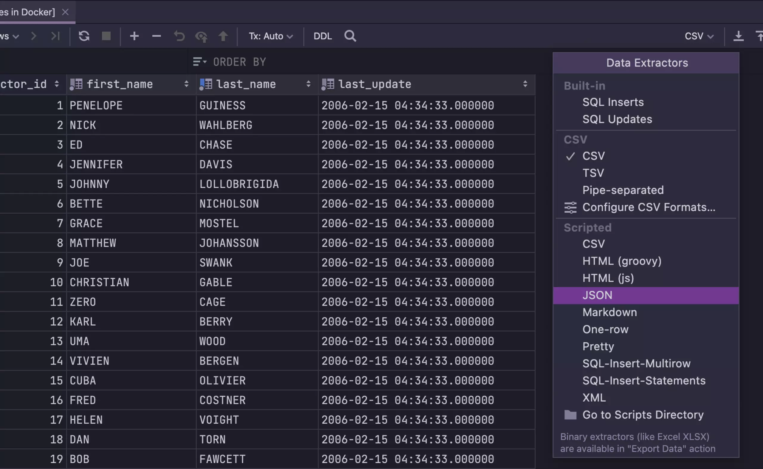 Export data