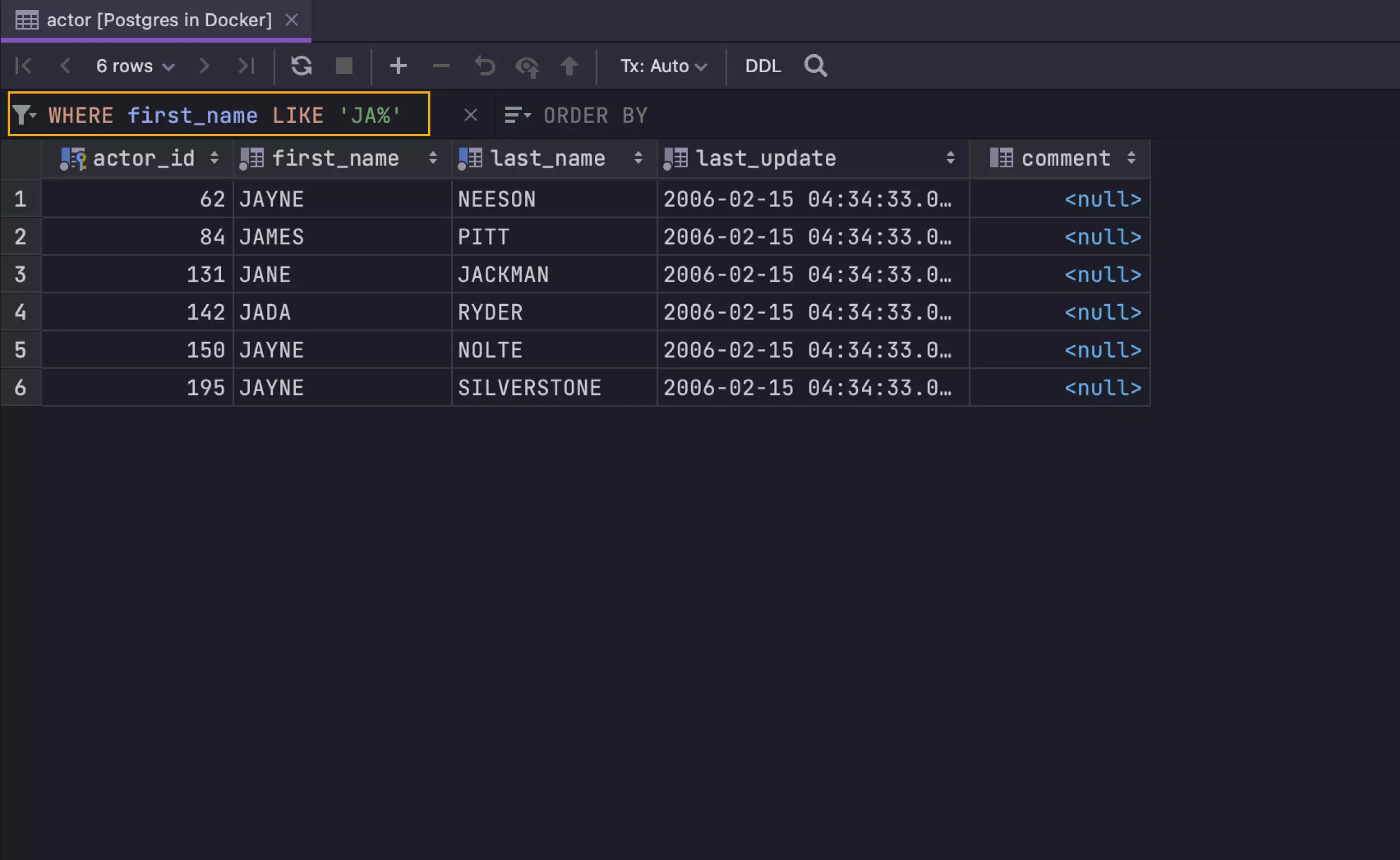 Filter data