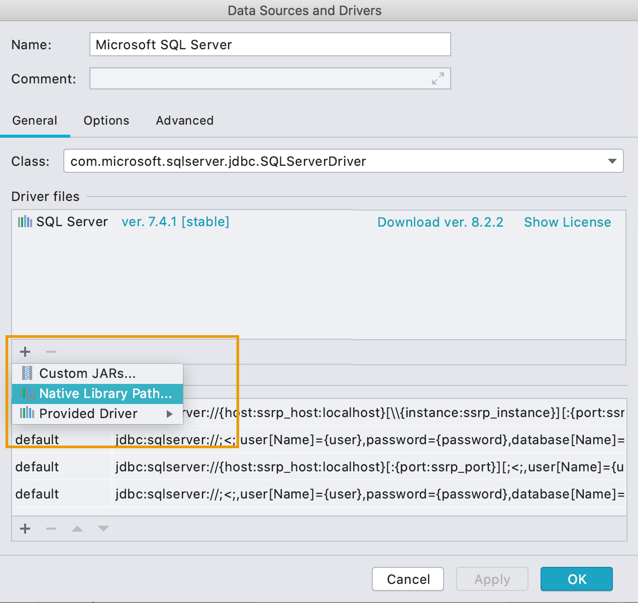 Native libraries in the driver settings