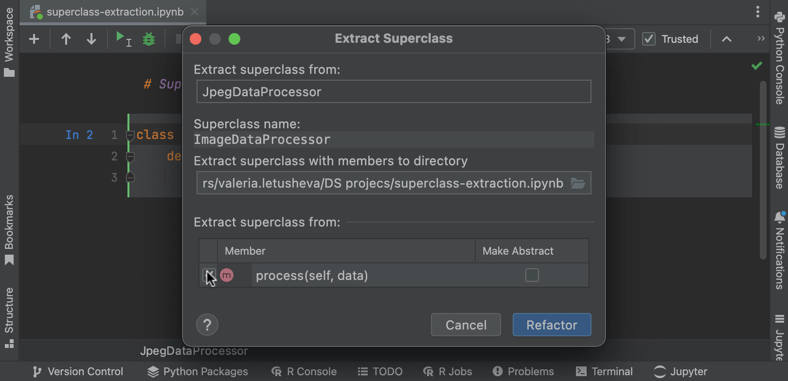Extract Superclass in Jupyter notebooks