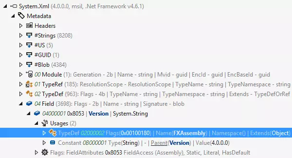 Exploring assembly metadata with dotPeek