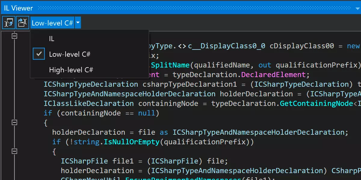 High-Level- und Low-Level-C#-Code im IL Viewer