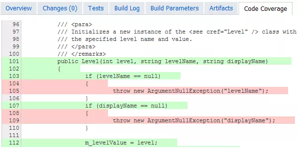 Resaltado de cobertura de código en TeamCity como parte de la Integración continua