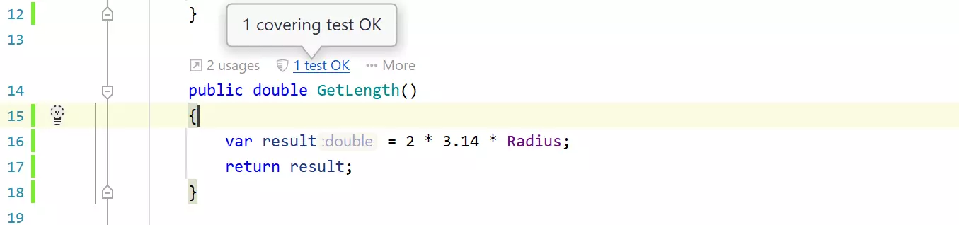 Code Vision metric for code coverage