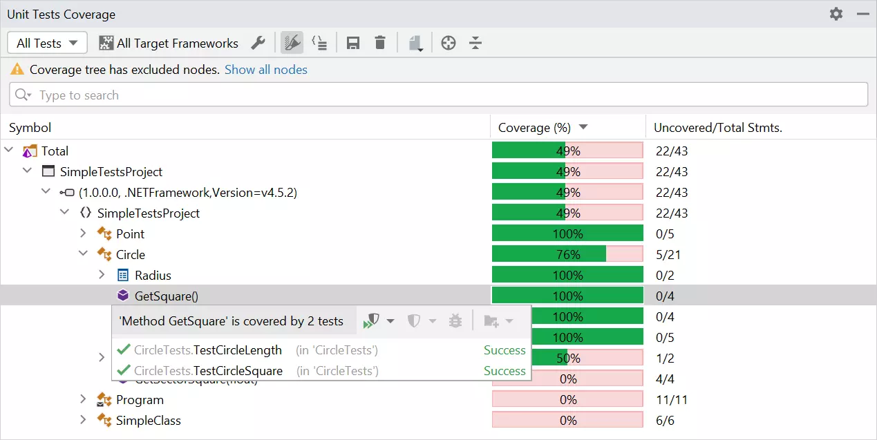 Navegação mais fácil para testes no JetBrains Rider