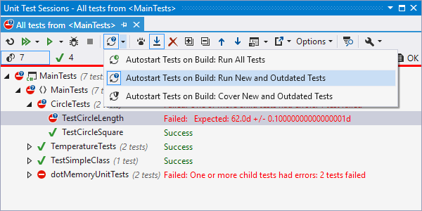 Continuous testing with dotCover