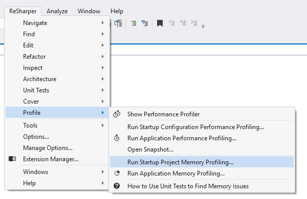 Run dotMemory from Visual Studio