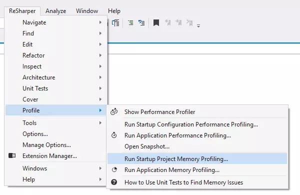 Запуск dotMemory из Visual Studio