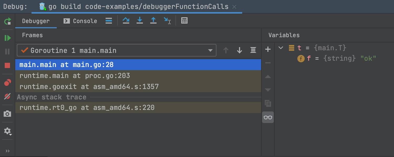 Exploring goroutines stack in the debugger