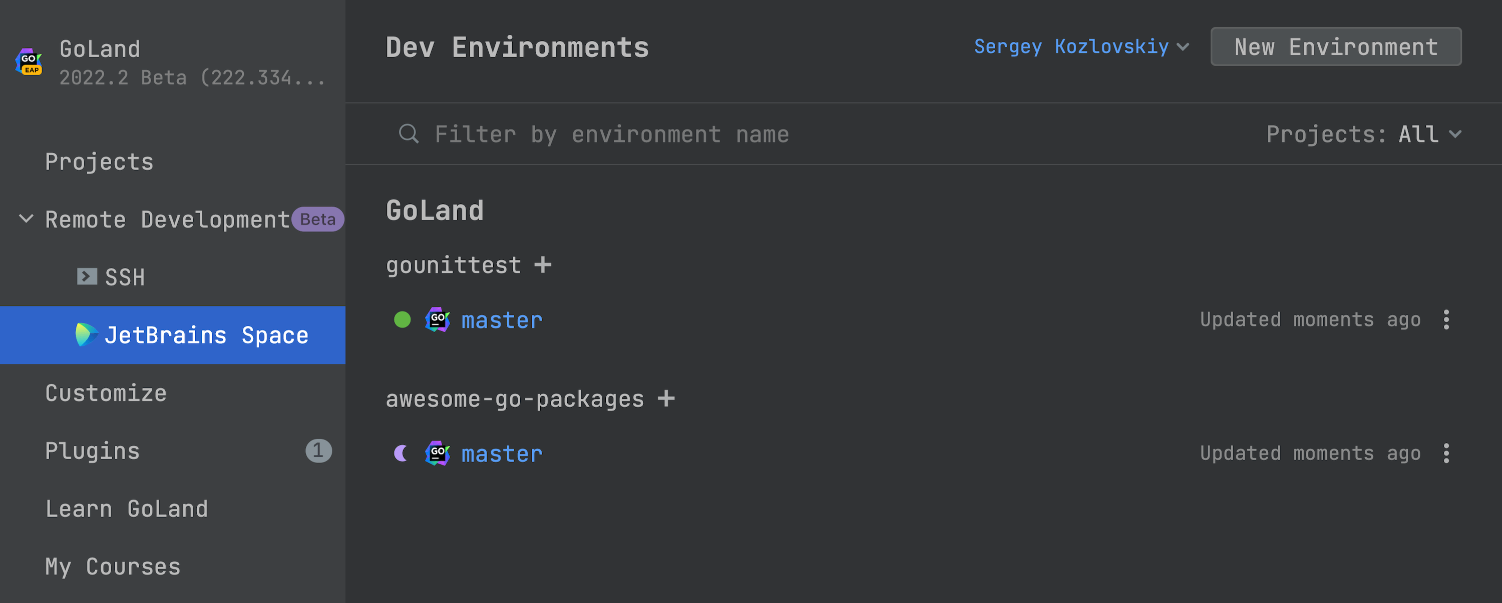 You can now manage your Space dev environments for remote development directly within GoLand
