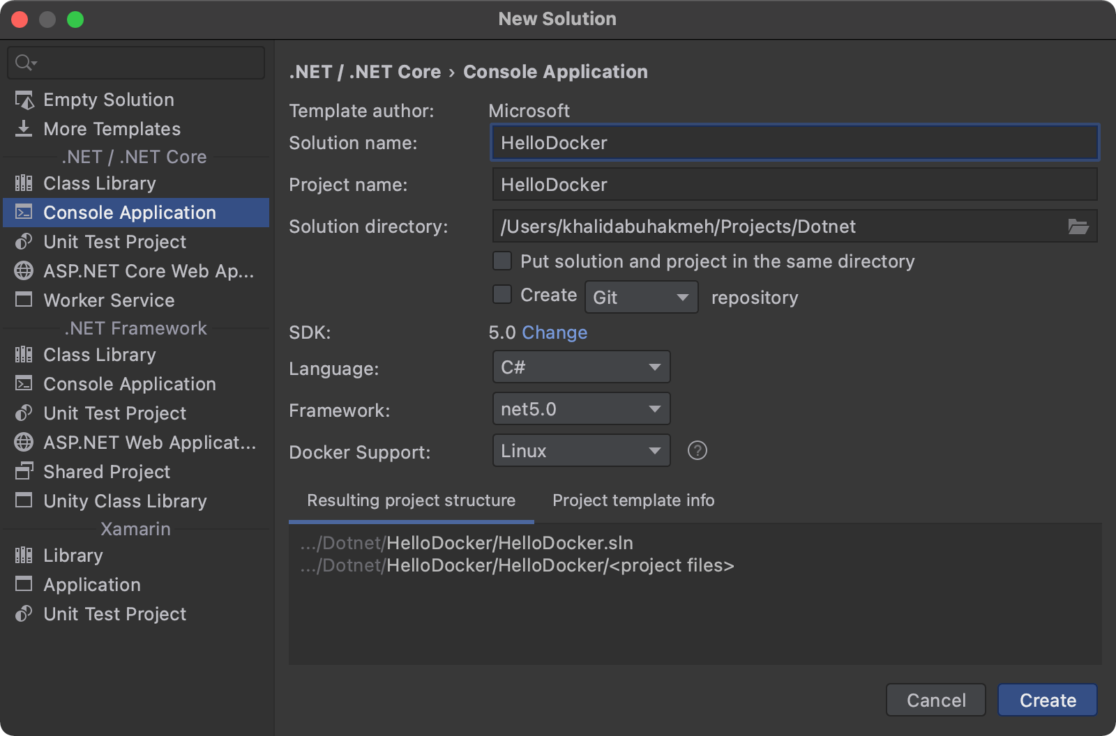 JetBrains Rider Solution Dialog