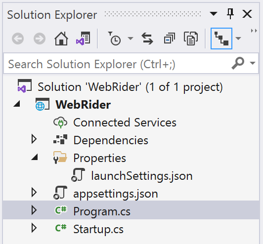 Basic ASP.NET Core web application in Visual Studio