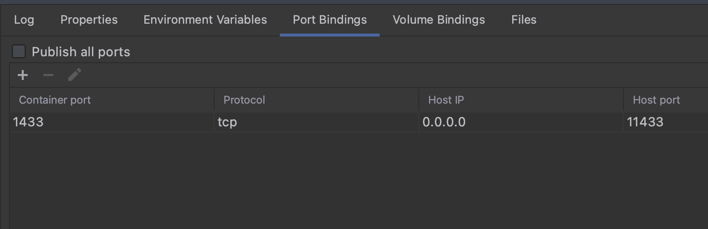 Port Bindings Tab