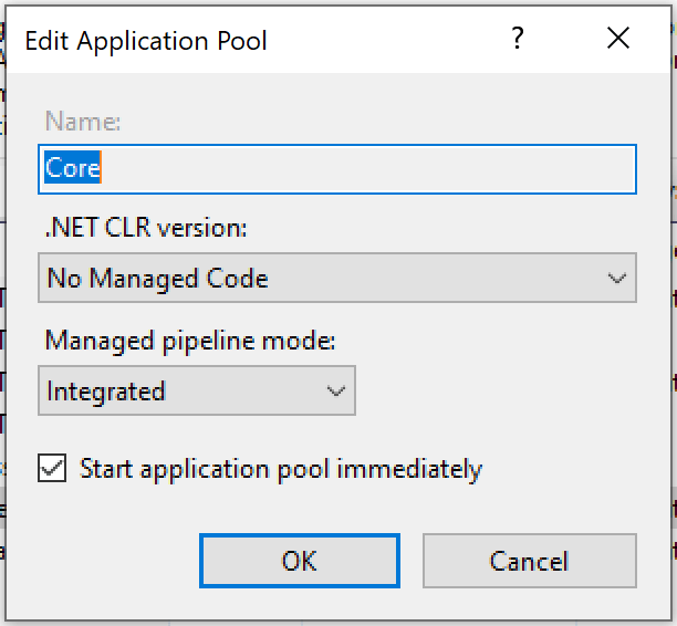 IIS Application Pool Settings For Debugging ASP.NET Core apps