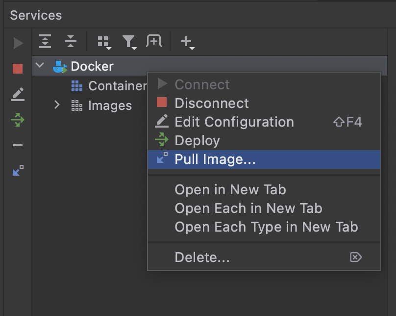 Docker right-click to pull image