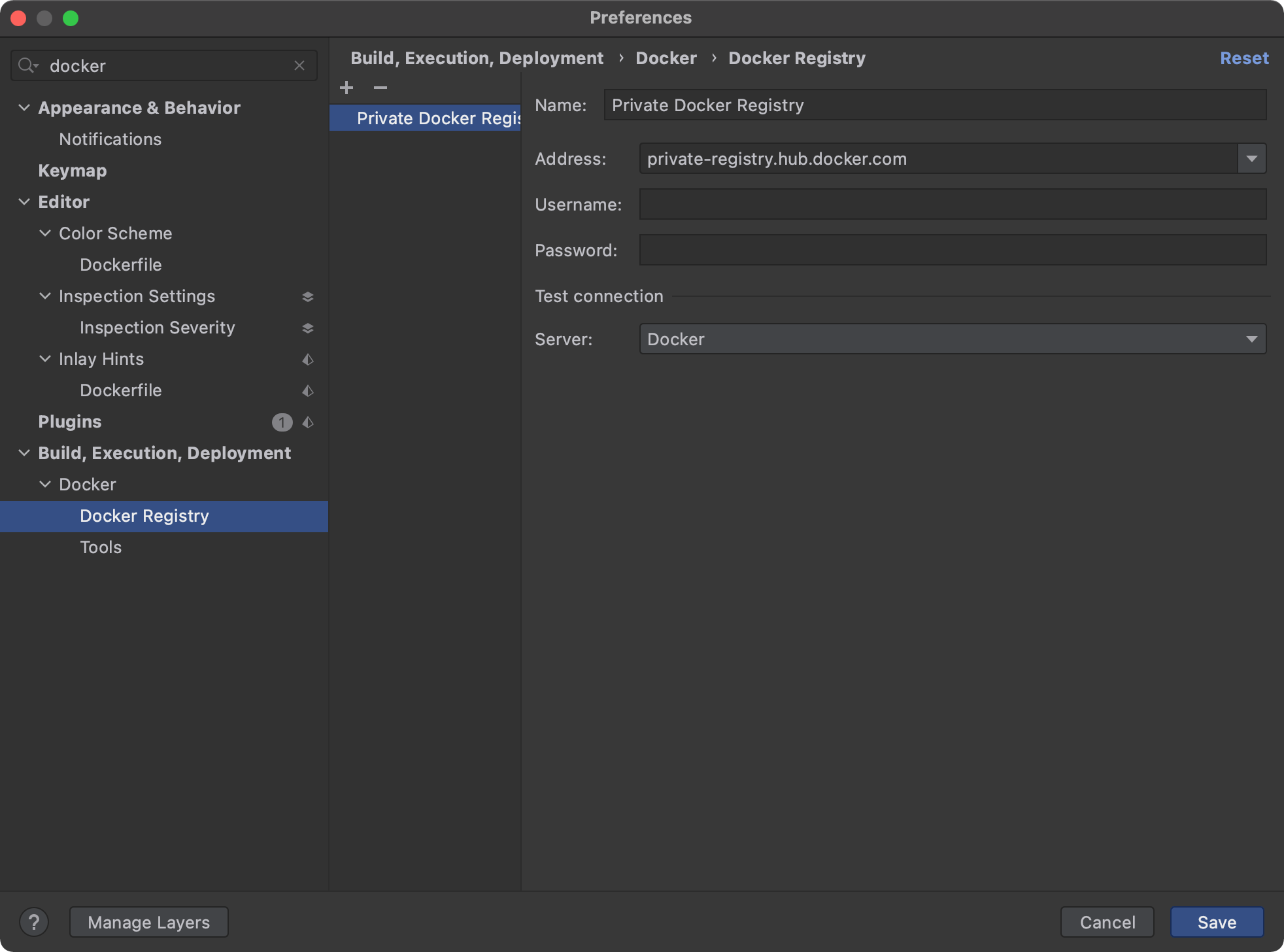 Adding a private registry in rider