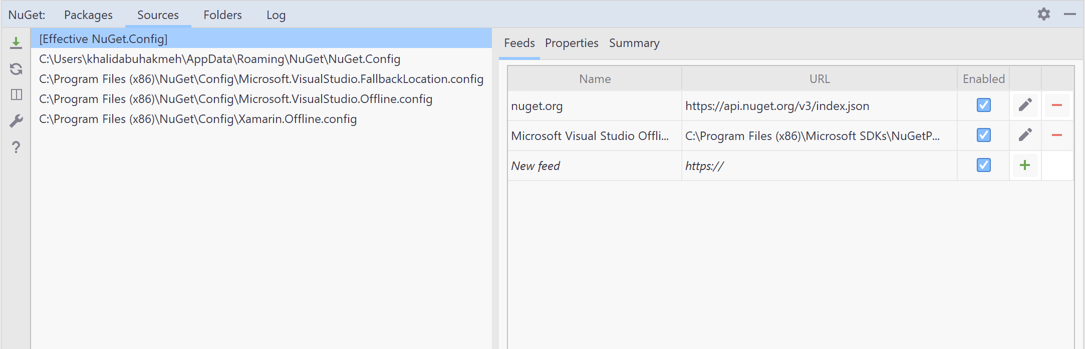 JetBrains Rider NuGet Tool Sources and Feeds