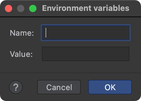 Add new environment variable dialog