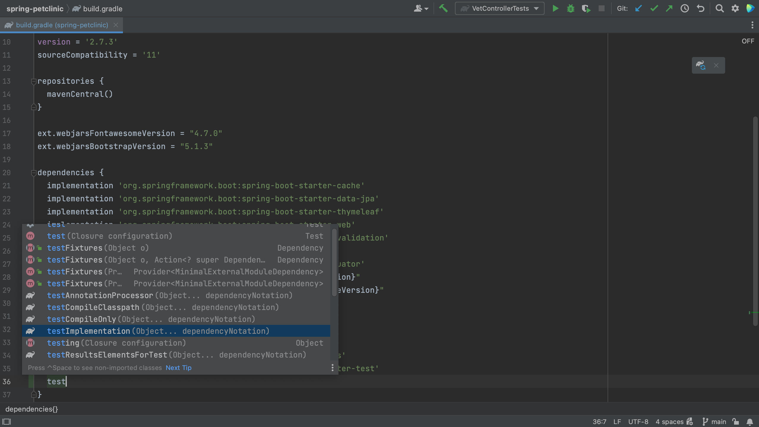 Code completion in build.gradle
