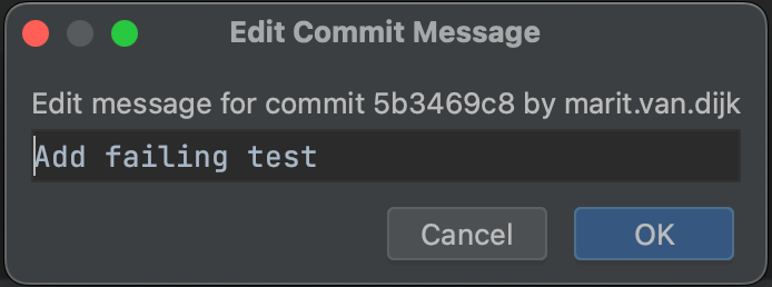 Edit Commit Message Popup
