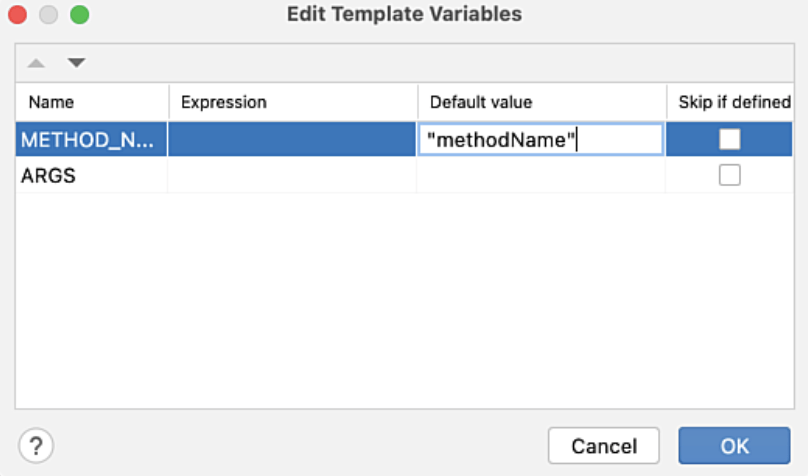 Edit variables
