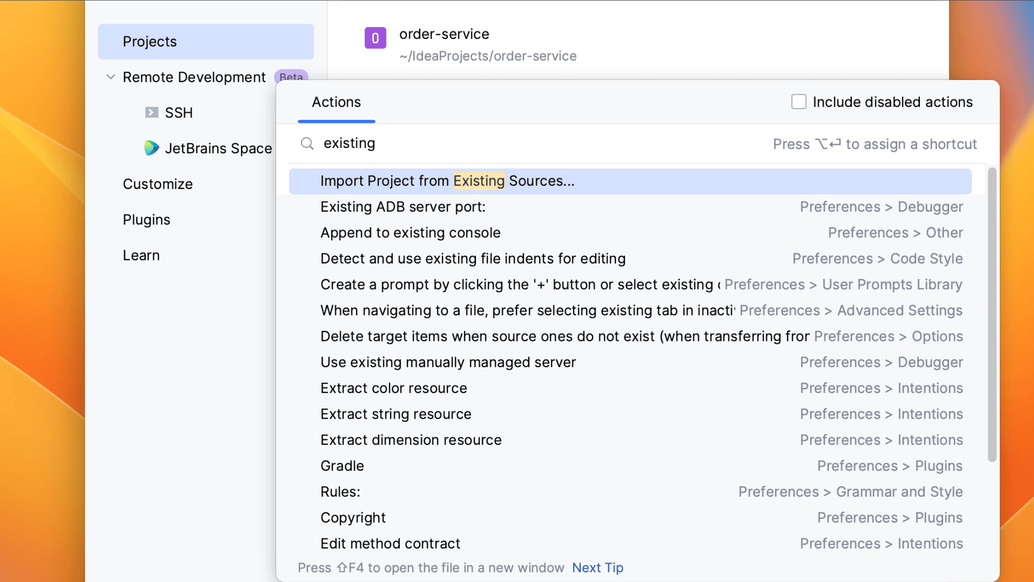 Import project from existing sources