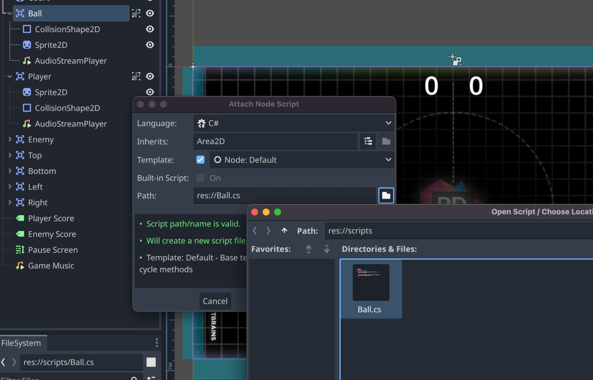 Attach Ball script to Ball Node