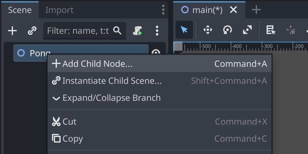 Adding a child node