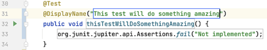 JUnit test live template completed