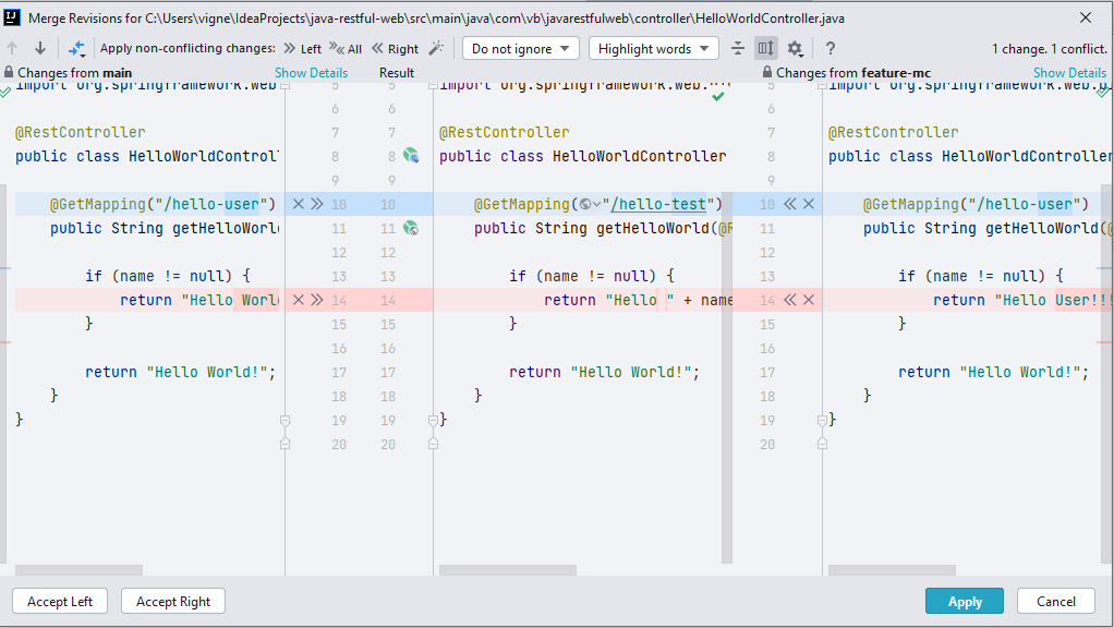 Merge Revisions Dialog