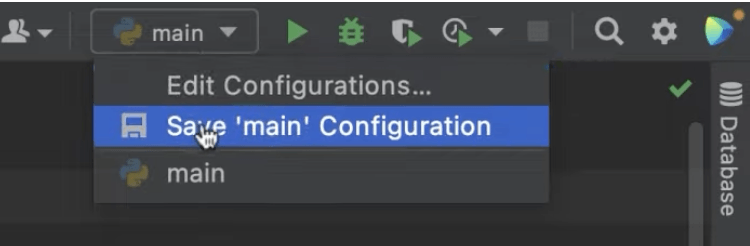 Save project configuration