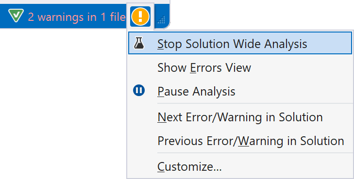 Solution-Wide Analysis status bar icon