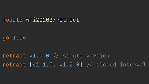 Go 1.16: retract directive