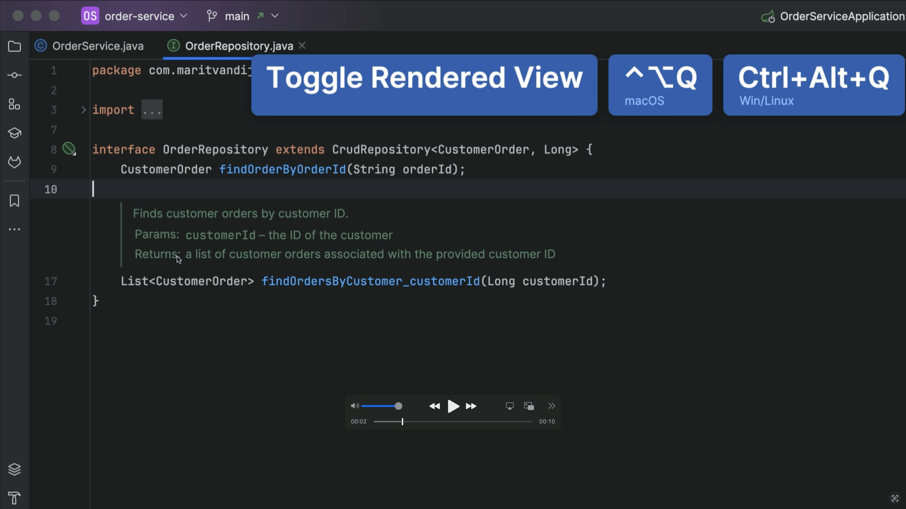 Toggle Rendered View