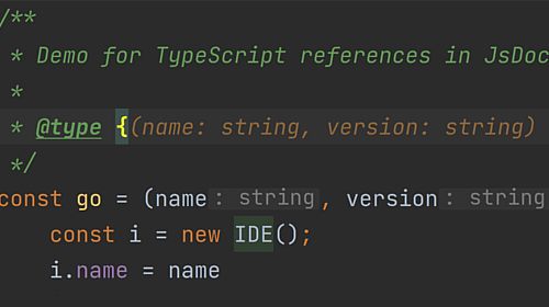 Support for TypeScript types in JSDoc