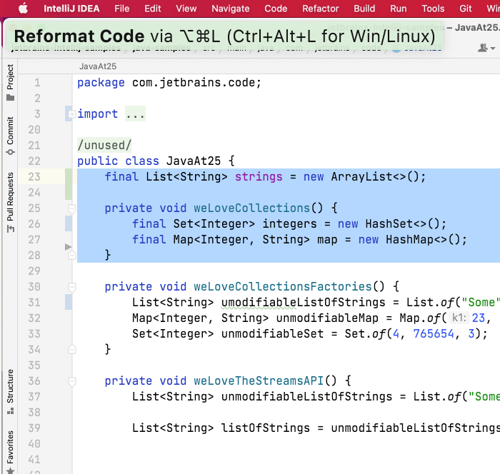 Reformatting Code in IntelliJ IDEA