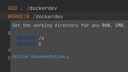 Quick documentation for keys in Dockerfiles and docker-compose.yaml files
