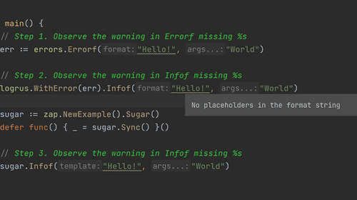 Detect incorrect usage of Println/Printf like functions