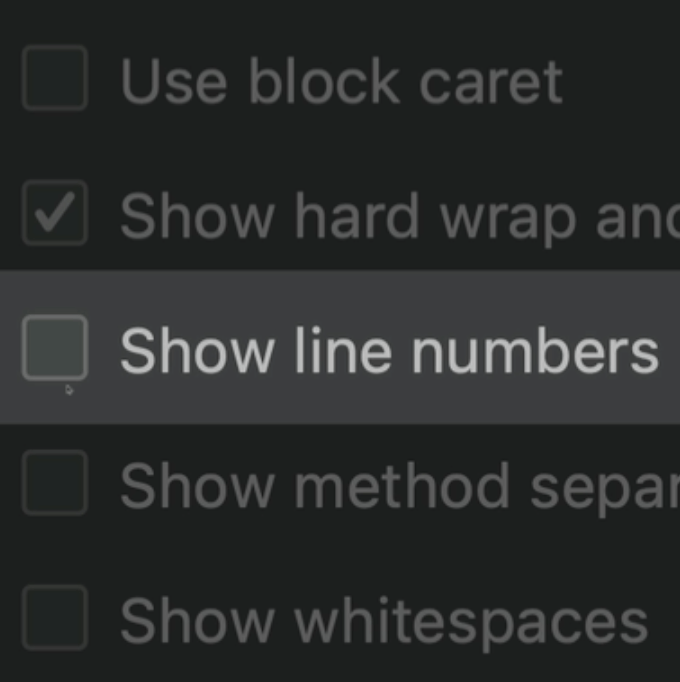 Show line numbers