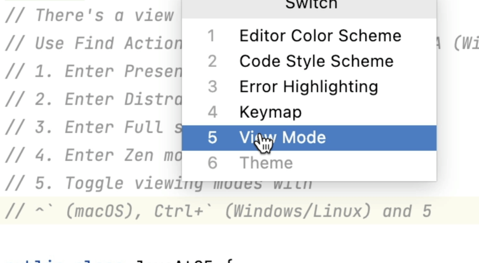 Different viewing modes for your code